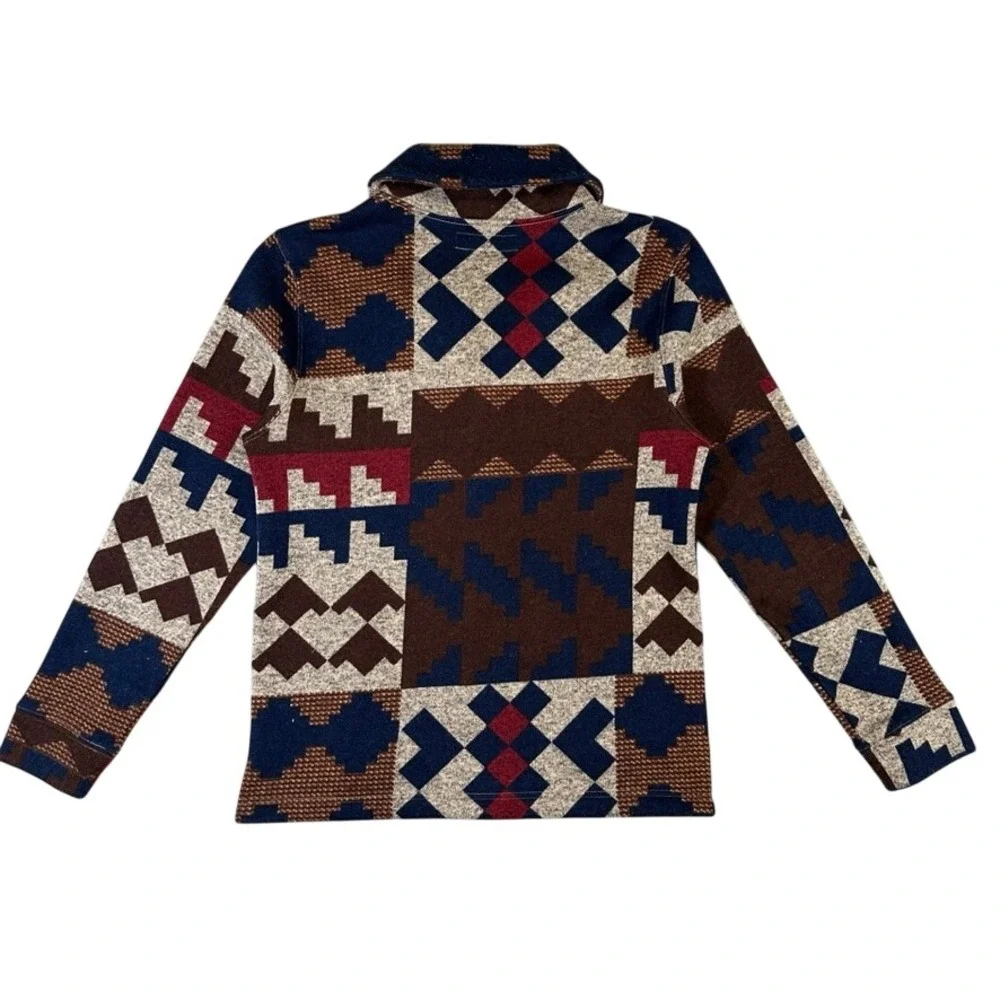 Levis Mens Southwestern Fleece Shawl Collar Button Cardigan Jacket Brown Blue L
